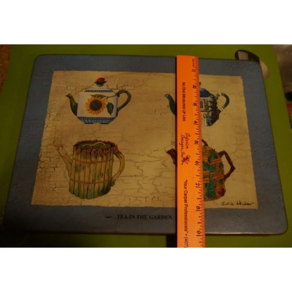 Pimpernel Placemats Tea in the Garden Julie Huber England Teapot Blue Set of 4